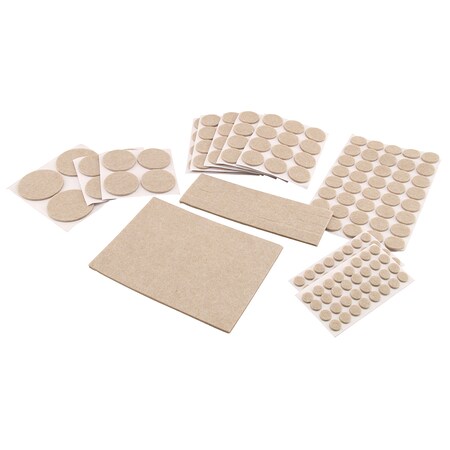 Prime-Line Furniture Felt Pad Assortment, Self-Adhesive Backing, Beige, Round 181 Pack MP76582
